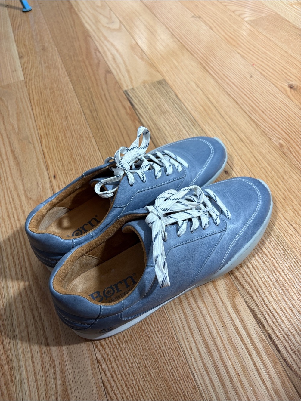 Born Light Blue Leather Lace-Up Sneakers for Women